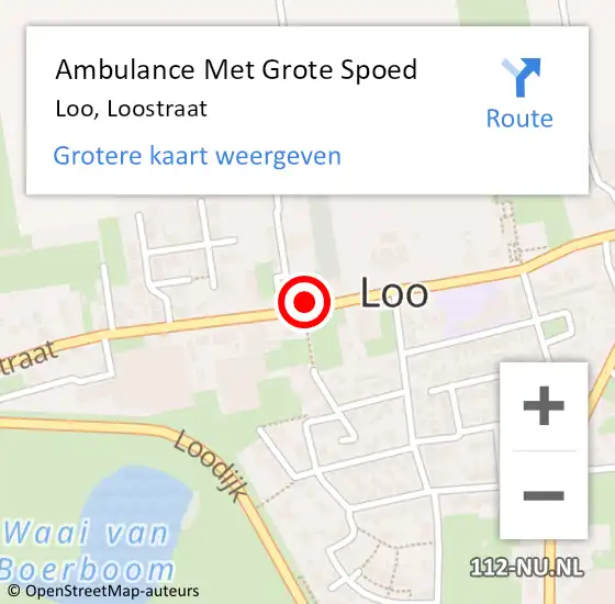 Locatie op kaart van de 112 melding: Ambulance Met Grote Spoed Naar Loo, Loostraat op 22 februari 2022 18:17