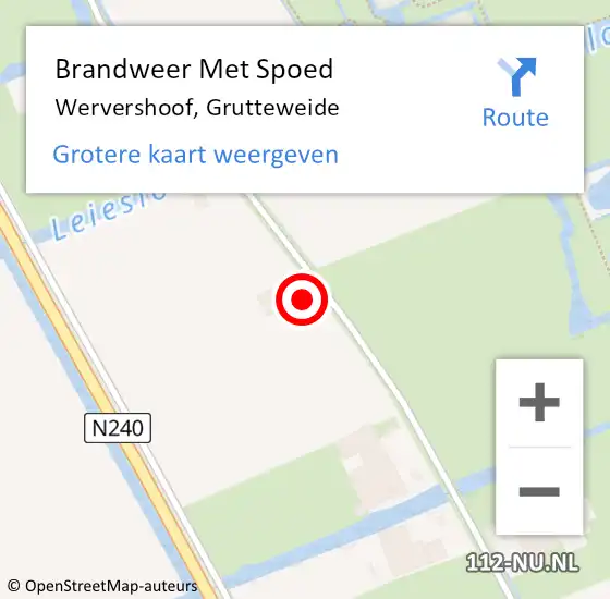 Locatie op kaart van de 112 melding: Brandweer Met Spoed Naar Wervershoof, Grutteweide op 22 februari 2022 18:19
