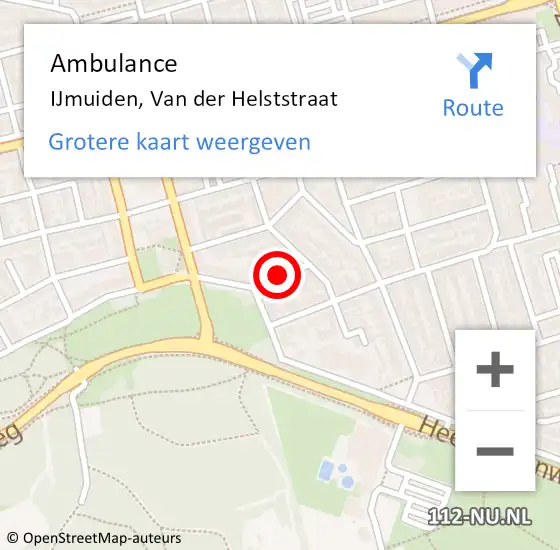 Locatie op kaart van de 112 melding: Ambulance IJmuiden, Van der Helststraat op 22 februari 2022 18:21