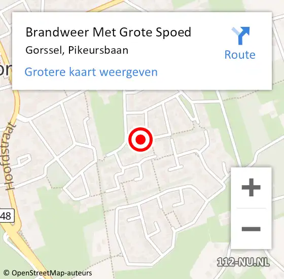 Locatie op kaart van de 112 melding: Brandweer Met Grote Spoed Naar Gorssel, Pikeursbaan op 22 februari 2022 18:45