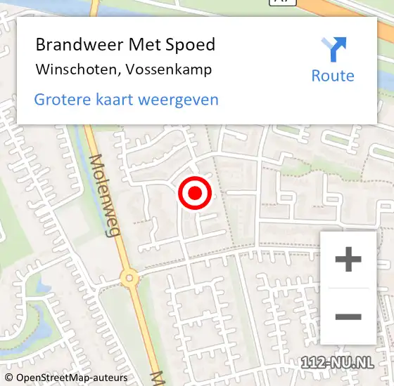 Locatie op kaart van de 112 melding: Brandweer Met Spoed Naar Winschoten, Vossenkamp op 22 februari 2022 18:59