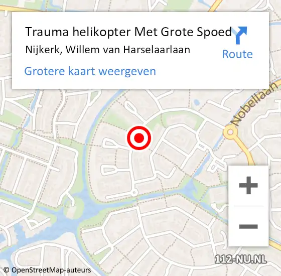 Locatie op kaart van de 112 melding: Trauma helikopter Met Grote Spoed Naar Nijkerk, Willem van Harselaarlaan op 22 februari 2022 19:00