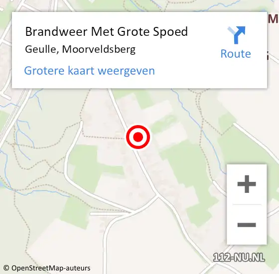 Locatie op kaart van de 112 melding: Brandweer Met Grote Spoed Naar Geulle, Moorveldsberg op 22 februari 2022 19:04