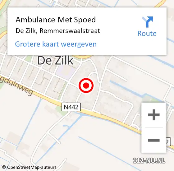 Locatie op kaart van de 112 melding: Ambulance Met Spoed Naar De Zilk, Remmerswaalstraat op 22 februari 2022 19:11