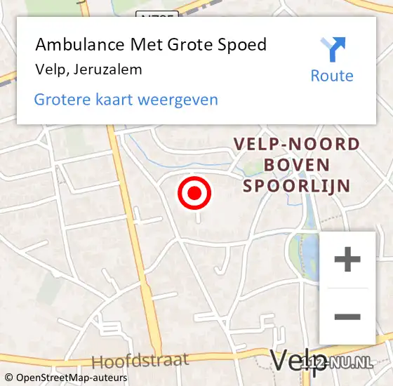 Locatie op kaart van de 112 melding: Ambulance Met Grote Spoed Naar Velp, Jeruzalem op 22 februari 2022 19:14