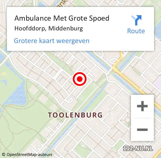 Locatie op kaart van de 112 melding: Ambulance Met Grote Spoed Naar Hoofddorp, Middenburg op 22 februari 2022 19:20