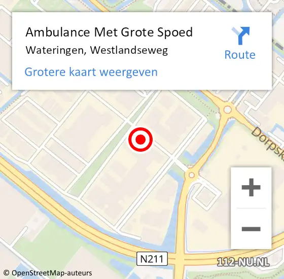 Locatie op kaart van de 112 melding: Ambulance Met Grote Spoed Naar Wateringen, Westlandseweg op 22 februari 2022 19:22