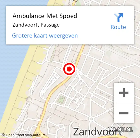 Locatie op kaart van de 112 melding: Ambulance Met Spoed Naar Zandvoort, Passage op 22 februari 2022 19:49