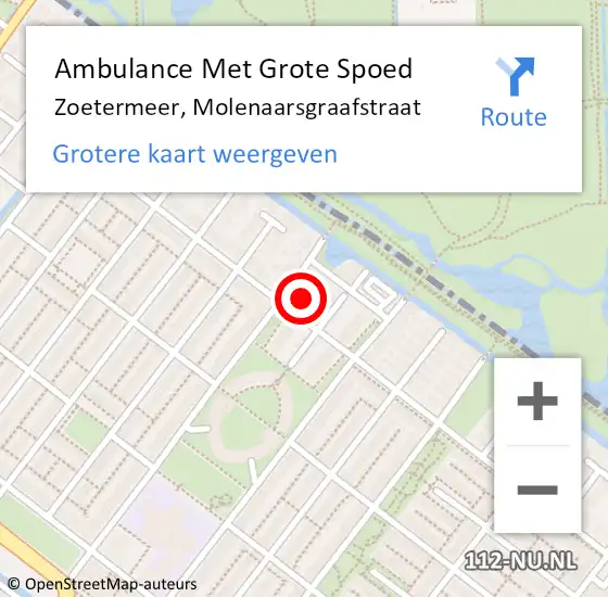 Locatie op kaart van de 112 melding: Ambulance Met Grote Spoed Naar Zoetermeer, Molenaarsgraafstraat op 22 februari 2022 20:21