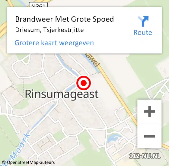 Locatie op kaart van de 112 melding: Brandweer Met Grote Spoed Naar Driesum, Tsjerkestrjitte op 22 februari 2022 20:53