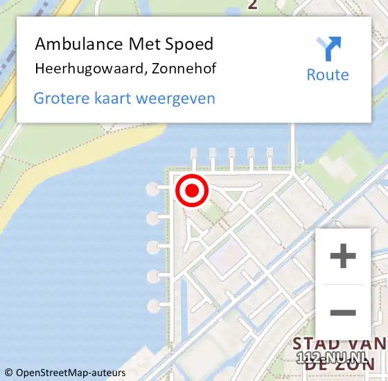 Locatie op kaart van de 112 melding: Ambulance Met Spoed Naar Heerhugowaard, Zonnehof op 22 februari 2022 21:08