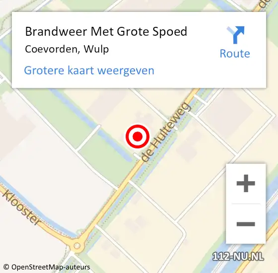 Locatie op kaart van de 112 melding: Brandweer Met Grote Spoed Naar Coevorden, Wulp op 22 februari 2022 21:13