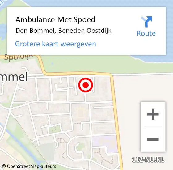 Locatie op kaart van de 112 melding: Ambulance Met Spoed Naar Den Bommel, Beneden Oostdijk op 22 februari 2022 23:10