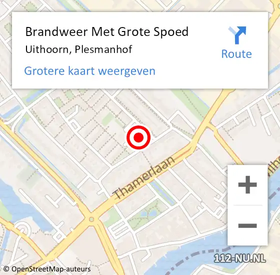 Locatie op kaart van de 112 melding: Brandweer Met Grote Spoed Naar Uithoorn, Plesmanhof op 22 februari 2022 23:16