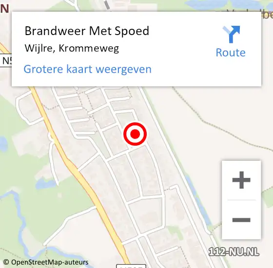 Locatie op kaart van de 112 melding: Brandweer Met Spoed Naar Wijlre, Krommeweg op 22 februari 2022 23:34