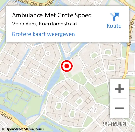 Locatie op kaart van de 112 melding: Ambulance Met Grote Spoed Naar Volendam, Roerdompstraat op 23 februari 2022 00:46