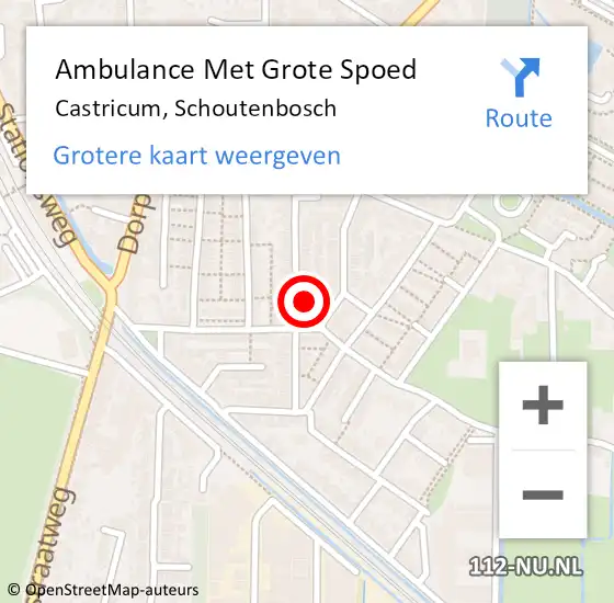 Locatie op kaart van de 112 melding: Ambulance Met Grote Spoed Naar Castricum, Schoutenbosch op 23 februari 2022 01:34