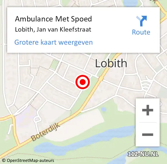 Locatie op kaart van de 112 melding: Ambulance Met Spoed Naar Lobith, Jan van Kleefstraat op 23 februari 2022 01:51