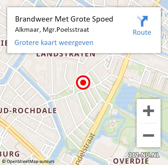 Locatie op kaart van de 112 melding: Brandweer Met Grote Spoed Naar Alkmaar, Mgr.Poelsstraat op 23 februari 2022 02:08