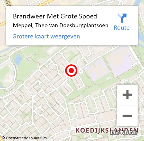 Locatie op kaart van de 112 melding: Brandweer Met Grote Spoed Naar Meppel, Theo van Doesburgplantsoen op 23 februari 2022 02:27