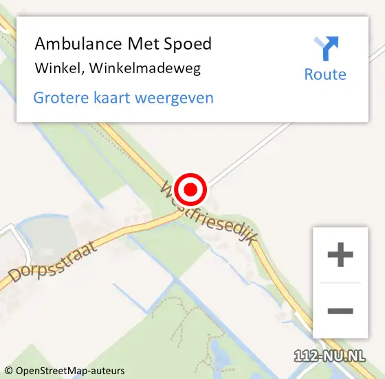 Locatie op kaart van de 112 melding: Ambulance Met Spoed Naar Winkel, Winkelmadeweg op 23 februari 2022 03:07