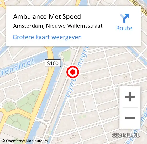 Locatie op kaart van de 112 melding: Ambulance Met Spoed Naar Amsterdam, Nieuwe Willemsstraat op 23 februari 2022 04:37