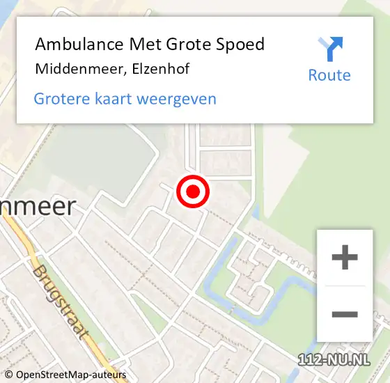 Locatie op kaart van de 112 melding: Ambulance Met Grote Spoed Naar Middenmeer, Elzenhof op 23 februari 2022 05:18