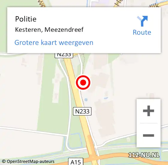 Locatie op kaart van de 112 melding: Politie Kesteren, Meezendreef op 23 februari 2022 06:36