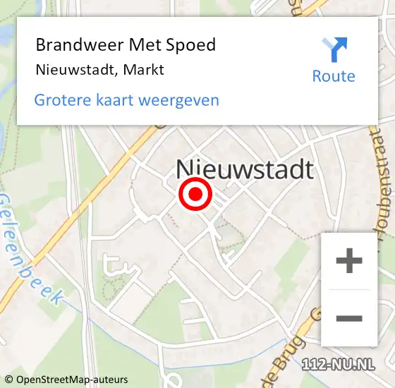 Locatie op kaart van de 112 melding: Brandweer Met Spoed Naar Nieuwstadt, Markt op 23 februari 2022 06:55