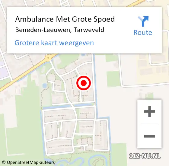 Locatie op kaart van de 112 melding: Ambulance Met Grote Spoed Naar Beneden-Leeuwen, Tarweveld op 23 februari 2022 07:30