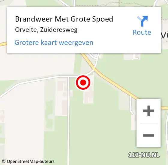 Locatie op kaart van de 112 melding: Brandweer Met Grote Spoed Naar Orvelte, Zuideresweg op 23 februari 2022 08:15