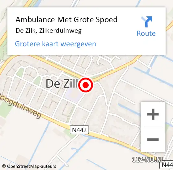 Locatie op kaart van de 112 melding: Ambulance Met Grote Spoed Naar De Zilk, Zilkerduinweg op 23 februari 2022 08:18