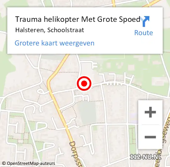 Locatie op kaart van de 112 melding: Trauma helikopter Met Grote Spoed Naar Halsteren, Schoolstraat op 23 februari 2022 08:20
