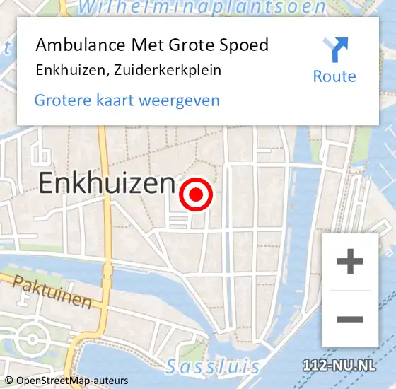 Locatie op kaart van de 112 melding: Ambulance Met Grote Spoed Naar Enkhuizen, Zuiderkerkplein op 23 februari 2022 08:28