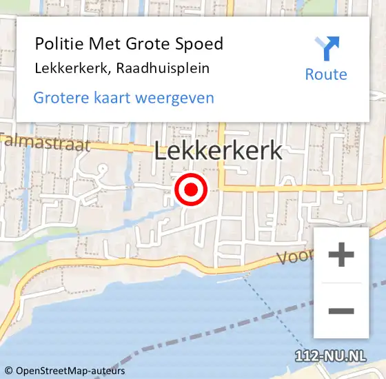 Locatie op kaart van de 112 melding: Politie Met Grote Spoed Naar Lekkerkerk, Raadhuisplein op 23 februari 2022 08:28