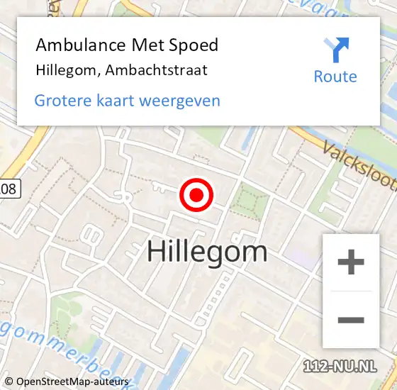 Locatie op kaart van de 112 melding: Ambulance Met Spoed Naar Hillegom, Ambachtstraat op 23 februari 2022 08:31