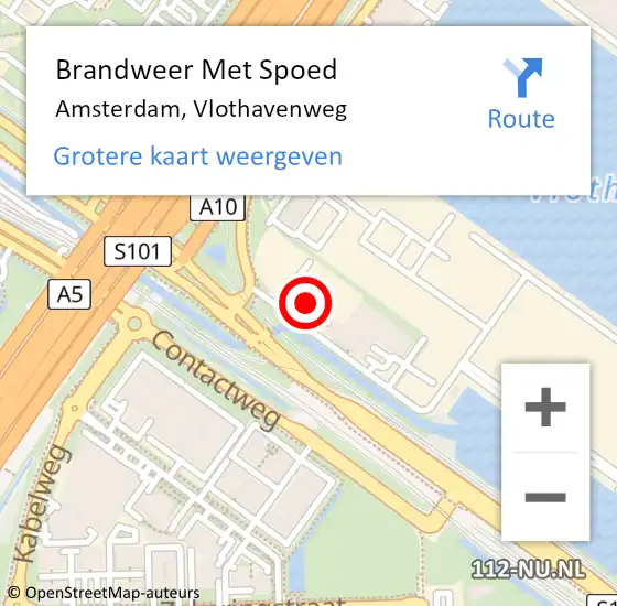 Locatie op kaart van de 112 melding: Brandweer Met Spoed Naar Amsterdam, Vlothavenweg op 23 februari 2022 08:34