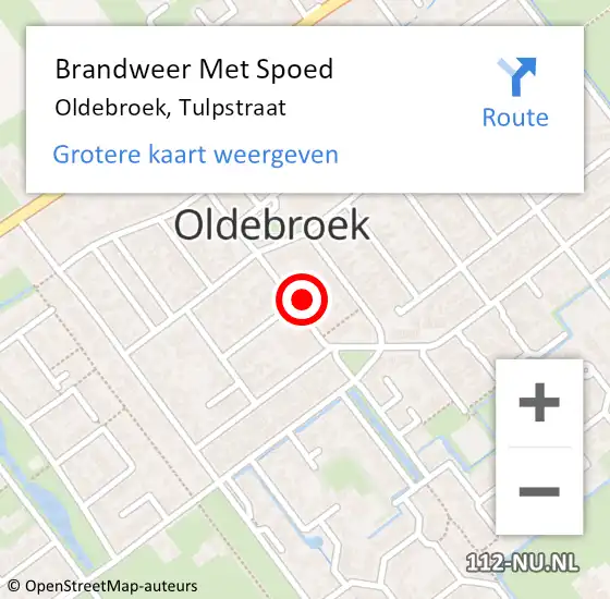 Locatie op kaart van de 112 melding: Brandweer Met Spoed Naar Oldebroek, Tulpstraat op 23 februari 2022 08:38