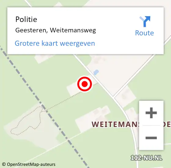 Locatie op kaart van de 112 melding: Politie Geesteren, Weitemansweg op 23 februari 2022 08:49