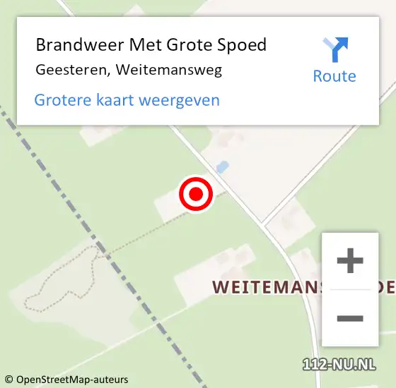 Locatie op kaart van de 112 melding: Brandweer Met Grote Spoed Naar Geesteren, Weitemansweg op 23 februari 2022 08:49