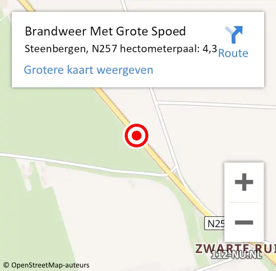 Locatie op kaart van de 112 melding: Brandweer Met Grote Spoed Naar Steenbergen, N257 hectometerpaal: 4,3 op 23 februari 2022 08:50