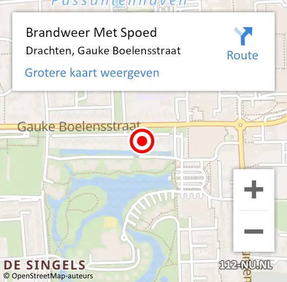 Locatie op kaart van de 112 melding: Brandweer Met Spoed Naar Drachten, Gauke Boelensstraat op 23 februari 2022 08:55