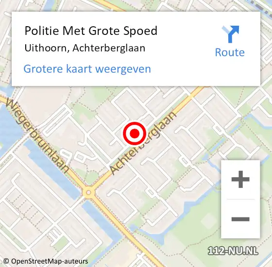 Locatie op kaart van de 112 melding: Politie Met Grote Spoed Naar Uithoorn, Achterberglaan op 23 februari 2022 08:57