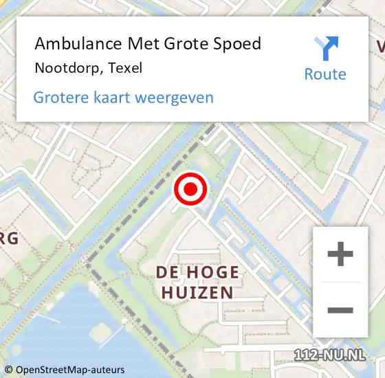 Locatie op kaart van de 112 melding: Ambulance Met Grote Spoed Naar Nootdorp, Texel op 23 februari 2022 09:01