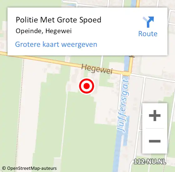 Locatie op kaart van de 112 melding: Politie Met Grote Spoed Naar Opeinde, Hegewei op 23 februari 2022 09:05