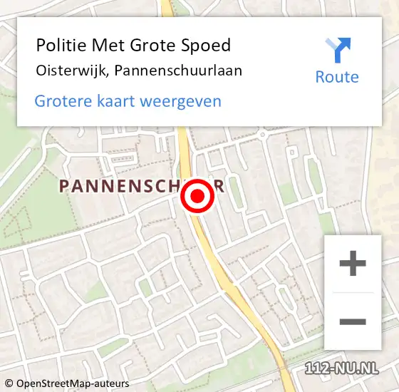 Locatie op kaart van de 112 melding: Politie Met Grote Spoed Naar Oisterwijk, Pannenschuurlaan op 23 februari 2022 09:10