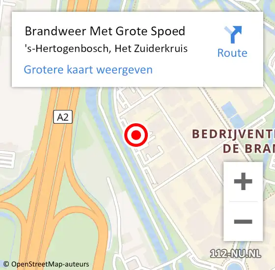 Locatie op kaart van de 112 melding: Brandweer Met Grote Spoed Naar 's-Hertogenbosch, Het Zuiderkruis op 23 februari 2022 09:19