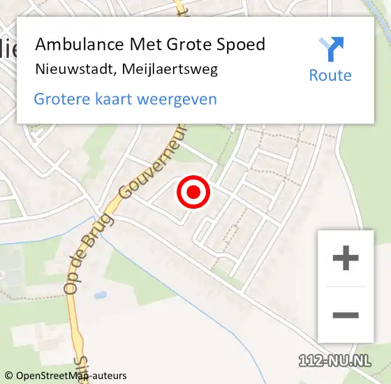 Locatie op kaart van de 112 melding: Ambulance Met Grote Spoed Naar Nieuwstadt, Meijlaertsweg op 7 oktober 2013 18:03