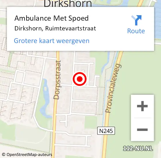 Locatie op kaart van de 112 melding: Ambulance Met Spoed Naar Dirkshorn, Ruimtevaartstraat op 23 februari 2022 09:22