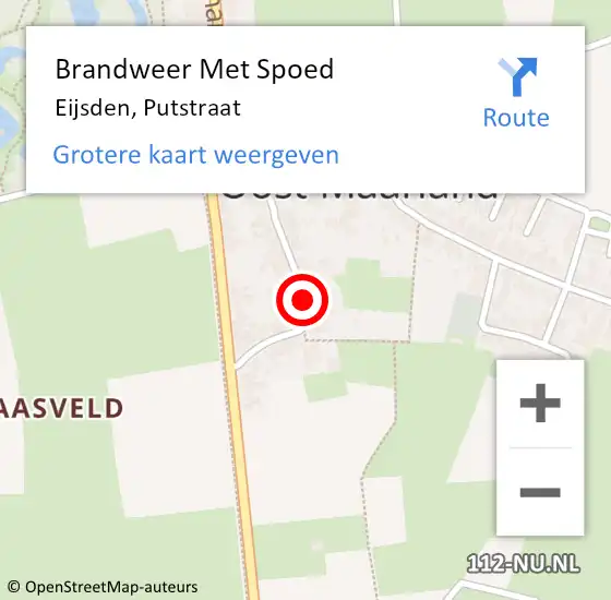 Locatie op kaart van de 112 melding: Brandweer Met Spoed Naar Eijsden, Putstraat op 23 februari 2022 09:33